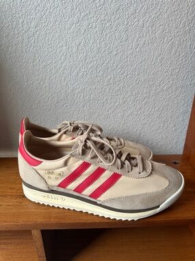 adidas SL '72 Beige with Pink Three-Stripes Sneakers